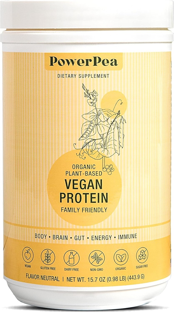 Bitki bazlı Vegan Protein Aflavored- USDA Organik Vitaminler, Fiber, Omega 3, Turmeric, Kids, Non-GMO, Dairy Free, Allergen Free, Sugar & Gluten Free