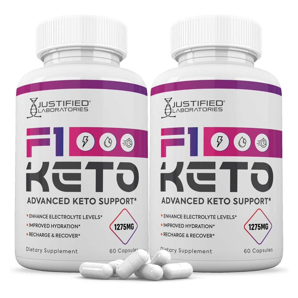 Justified Laboratories (2 Pack F1 Keto Pills 1275MG New & Improv Formula Contains Apple Cider Vinegar Ekstra Virgin Zeytinyağı Toz Yeşil Çay Broşürü 120 Capsules