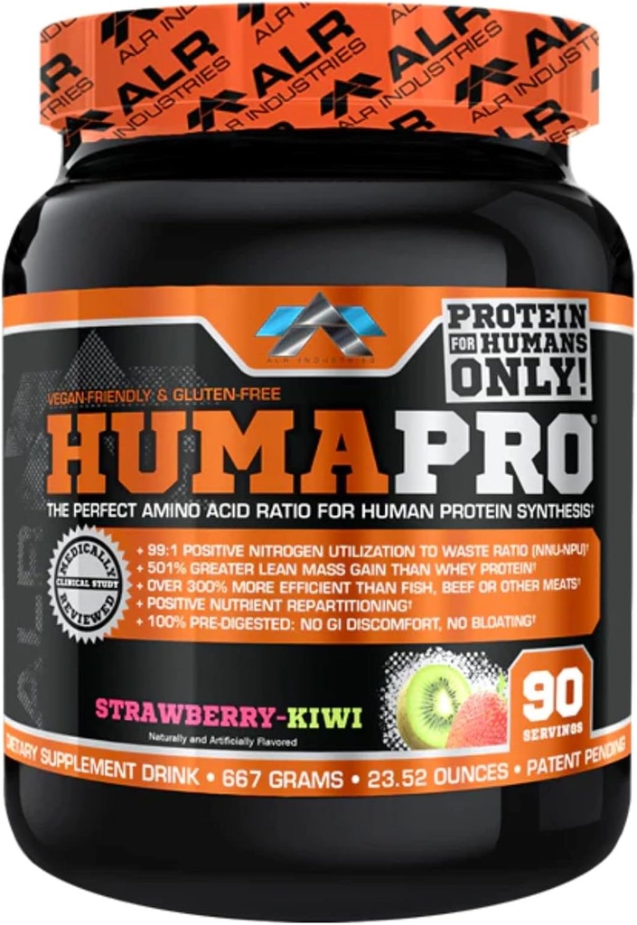 Humapro | Amino Asits protein Matrix for Humans | Lean Muscle | Vegan, Gluten Free | 667g / 90 Servisler (Strawberry Kiwi)