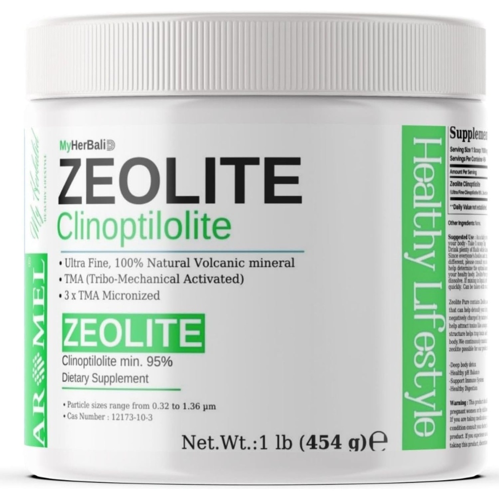 Zeolit Toz | 1 Pound - 454 g | Ultra FINE Less-Than 1 μm | Clinoptile% 95 | 3X Aktif | Güvenli, Nazi ve Etkili Enerji | Orijinal Zeolit Toz (454 Hizmet) | Myherbalid