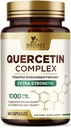 Quercetin Supplement 1000 mg - Natural, Plant-Based Support for Immune, Cellular, Respiratory & Mevsim Değişiklikler - Ekstra Güçlü Quercetin Dihidrat Sophora Japaneseica - 60 Veggie Capsules