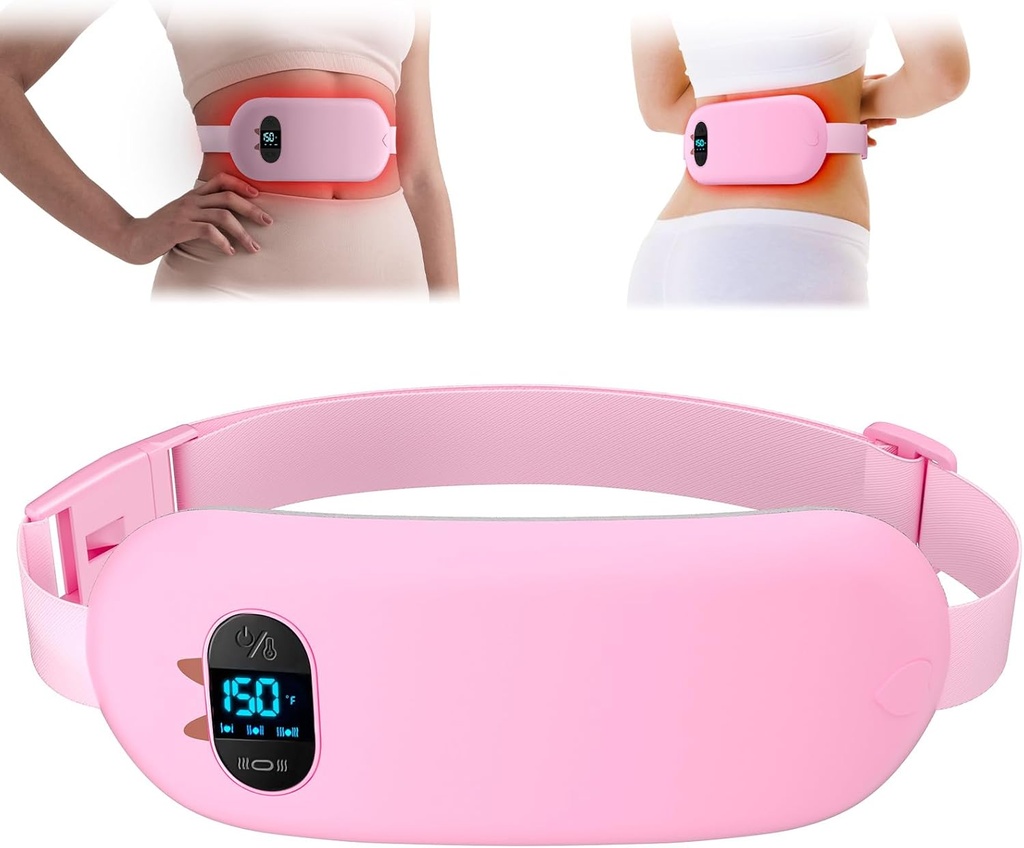 FSA HSA Eligible Portable Heating Pad for Cramps, Upgrade Cordless Electric Period Fast Heating Pad for Back Pain Relief Menstrual Belt 6 Heat 6 Massage Modes Gifts for Women Girls Her Girlfriend Pink