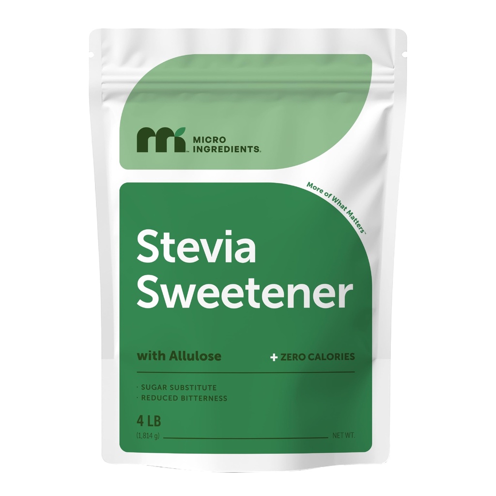 Plant tabanlı Erythritol ile Stevia Sweetener Toz, 4 Pounds (64 Ounces) | DW, 0 Calorie, Low Carb, 4:1 Sugar Substitute, Natural Sweetener, Bitterless, Reb-A Stevia Leaf Extract, Non-G, Vegan