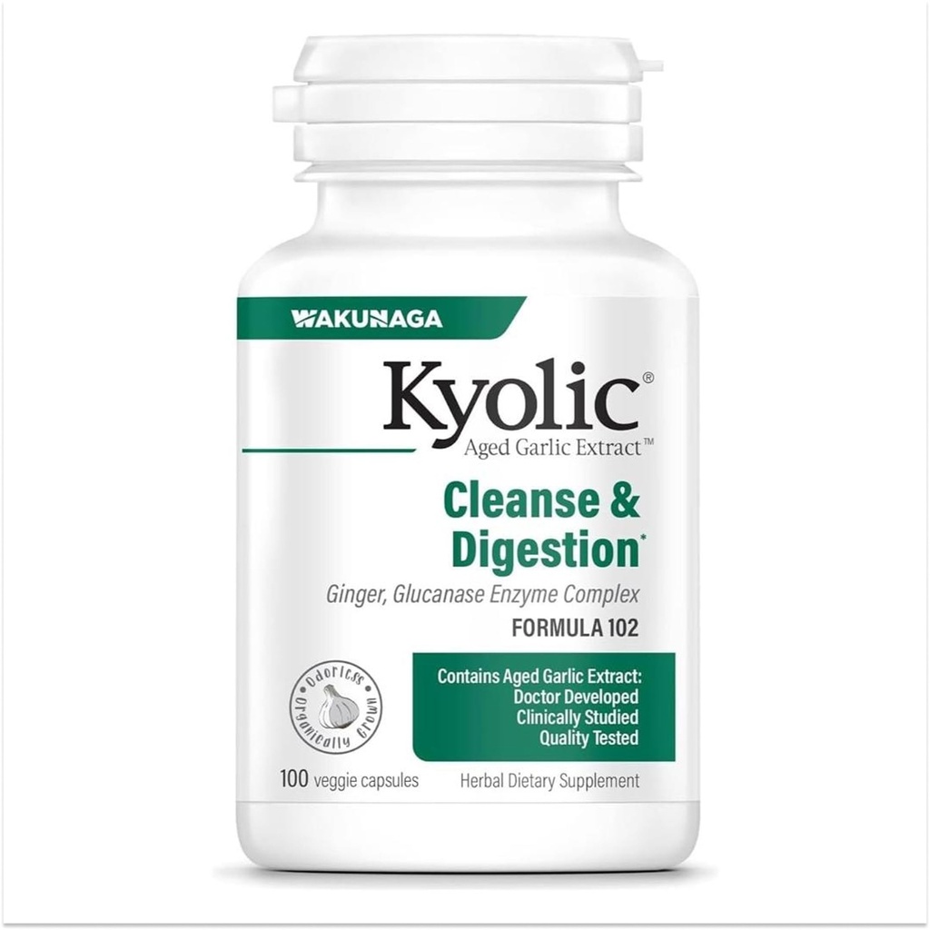 Kyolic Aged, Extract Formula 102, Cleanse & Digestion, Ginger ve Enzyme Kompleksi, 100 Capsules