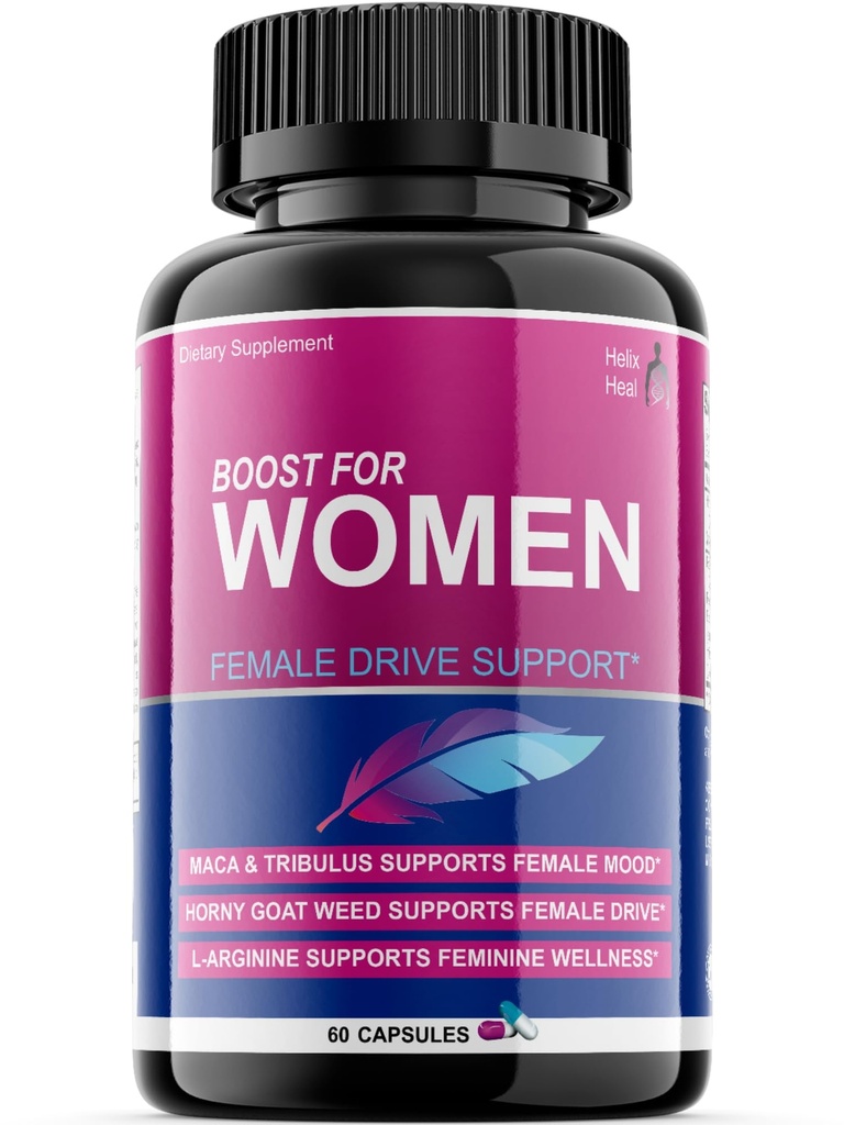 Helix Heal Libido Booster for Women Fast Acting with Horny Goat Weed - Female Desire Pills with Maca Root, Tribulus Terrestris, Ginseng and Hornygoatweed Women - Hormone Balance, Made in USA (60 ct)