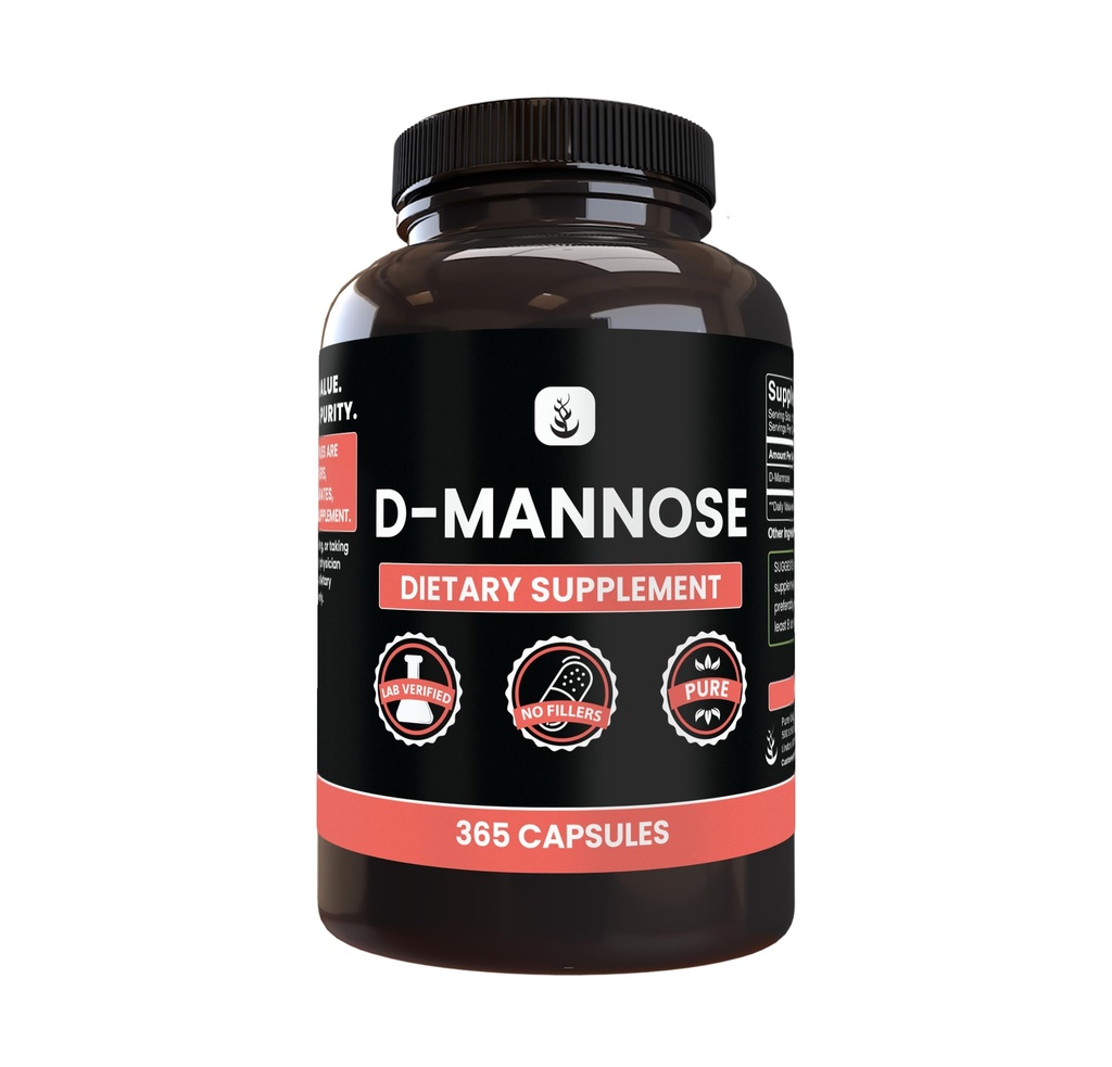 Pure Original Ingredients D-Mannose (365 Capsules) No Magnesium Or Rice Fillers, Always Pure, Lab Verified