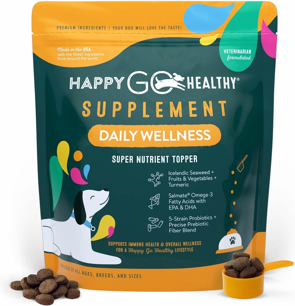 Daily Wellness Supplements for Dogs | Probiotic & Prebiotic Benefits with Fish Oil & Seaweed to Keep Your Dog Beaming All Day Long | All Breeds and Sizes | 120 Count