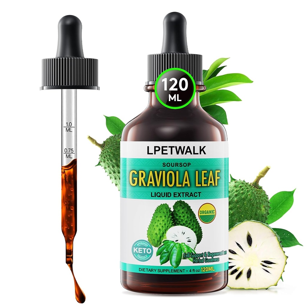 4 Fl Oz Soursop Graviola Leaf Ekstraksiyon - Natrual Guanabana Geri Döndü - Organik Soursop Bitters Sıvı Petrol,% 98 Aborsop