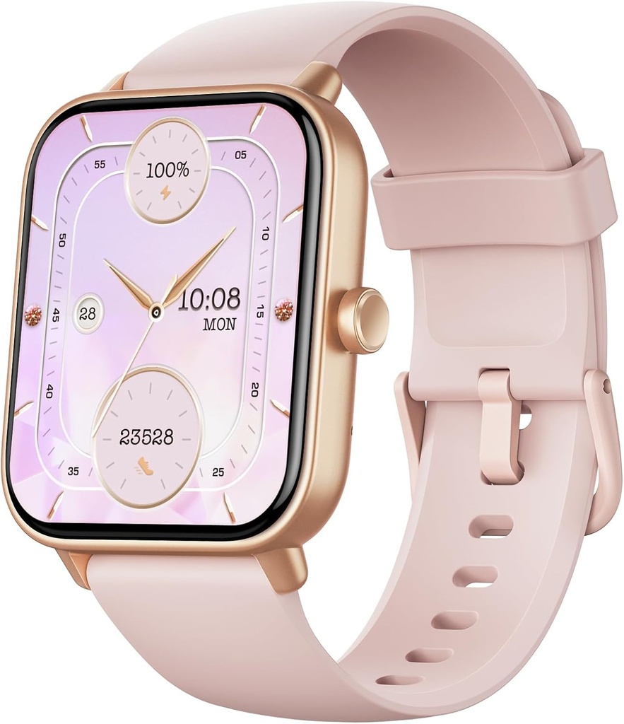 Fitpolo Smart Watch for Women,1.8" Touchscreen Fitness Tracker Call Alexa SpO2 Heart Rate Monitor Sleep Calorie Step Counter Su Aktivitesi ve Android iPhone için Akıllı İzleme
