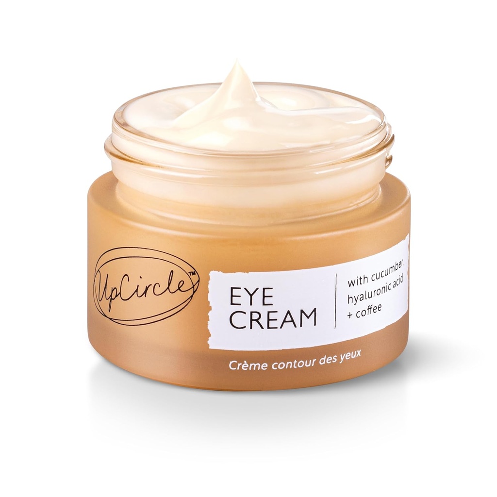 UPCIRCLE Eye Cream With Coffee And Hyaluronic Acid 0,5 FL OZ - Dark Circles için, Puffness + Wrinkles - Glycerin, Maple Bark + Cucumber Ekstraksiyon - Doğal, Vegan + Cruelty-Free