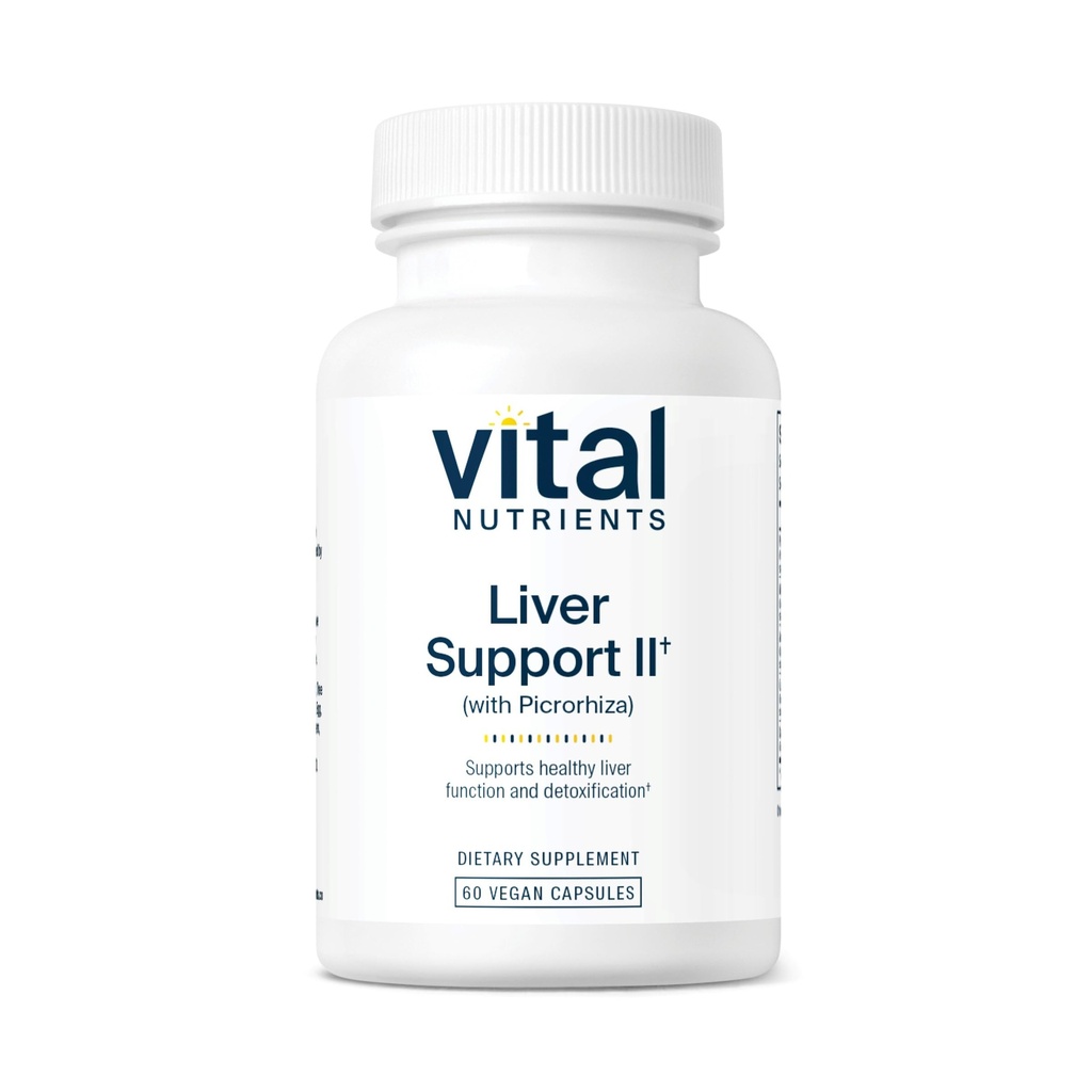 Vital Nutrieants Liver Support II with Picrorhiza, Milk Thistle and Curcumin | Vegan Supplement | Herbal Kombine Sağlıklı Canlı Fonksiyonları Desteklemek * | Gluten, Süt ve Soy Free | 60 Capsules