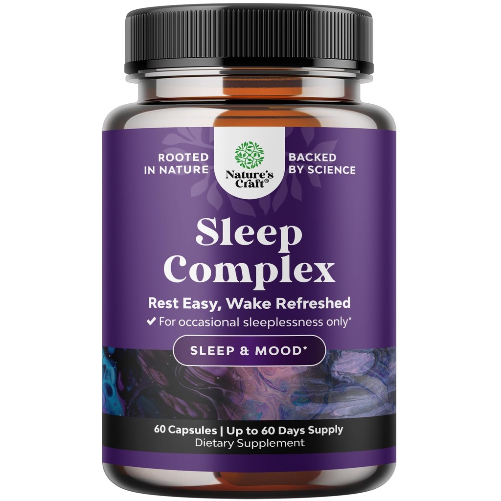 Natures Craft Natural Renoing Sleep Formula - Sağlıklı Geri Destek - Addictive Supplement - Magnezyum L-Theanine GABA - Purest Herbal Malzemeler