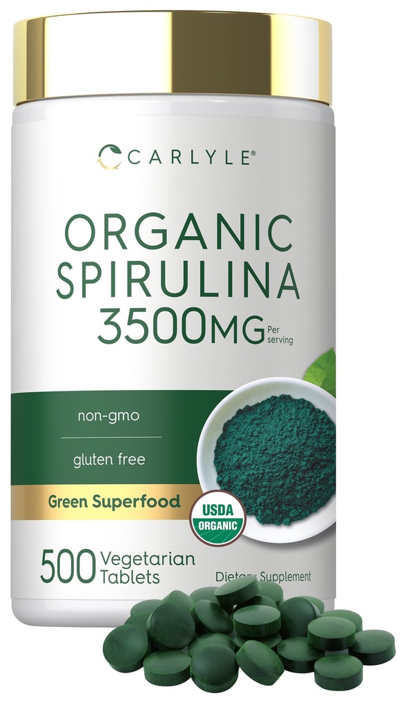 Carlyle Organik Spirulina Tabletleri 3500 mg | 500 Kont | Non-GMO & Gluten Ücretsiz Supplement
