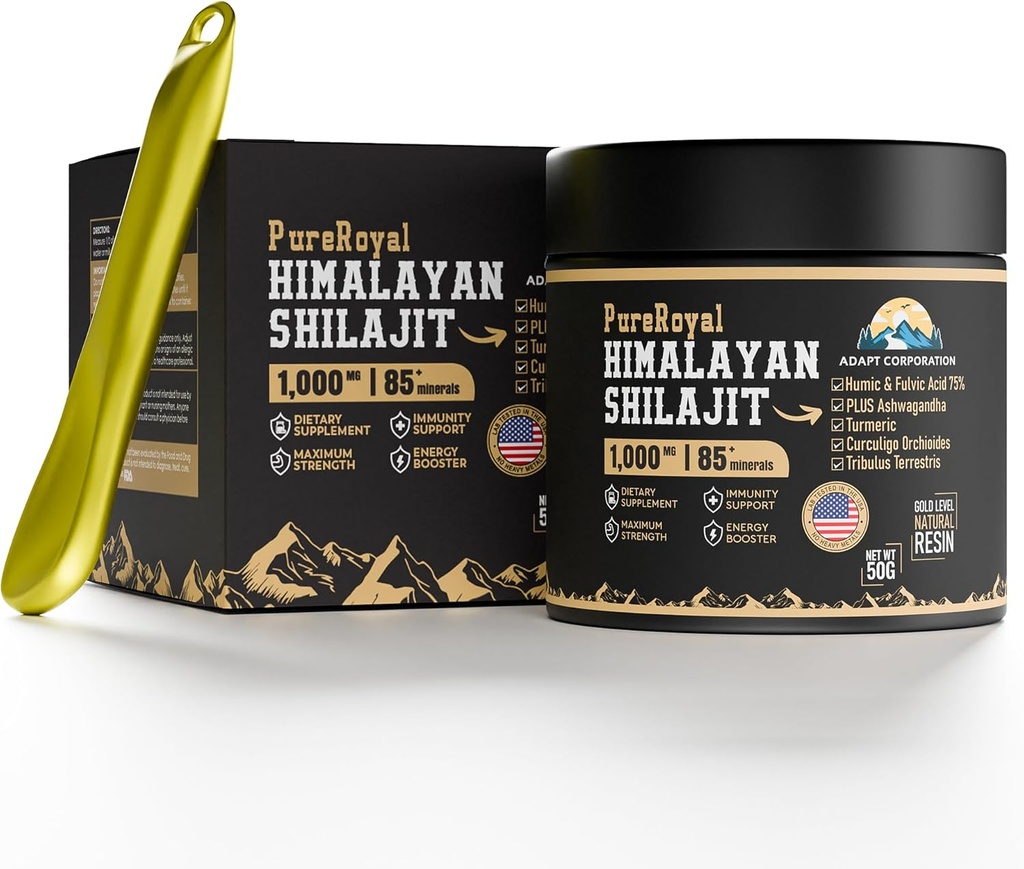 Himalaya Shilajit Giyim - Yüksek Potency, 1100 MG Himalayaaj, %75+ Fulvic Acid, Energy, Wellness & Immunity Support, 85+ Trace Minerals, Lab Tested, 50g Jar, 46 Hizmet