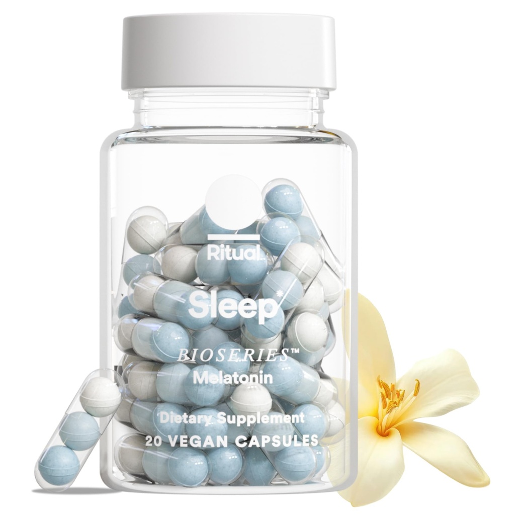 Ritual Sleep Melatonin 5 mg - Sleep Aid Supplement - BioSeries Time release Capsules All Night* Sleep Support for Yetişkinler - Vegan - Drug-Free - Vanilla - 20 Capsules - 20 Servisler