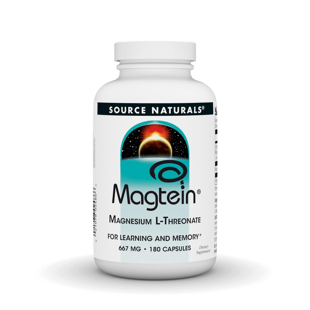 Source Naturals Magtein Magnezyum L-Threonate, 667 mg, Supports Focus, Mood, sağlıklı Memory, Cognitive Function - 180 Capsules