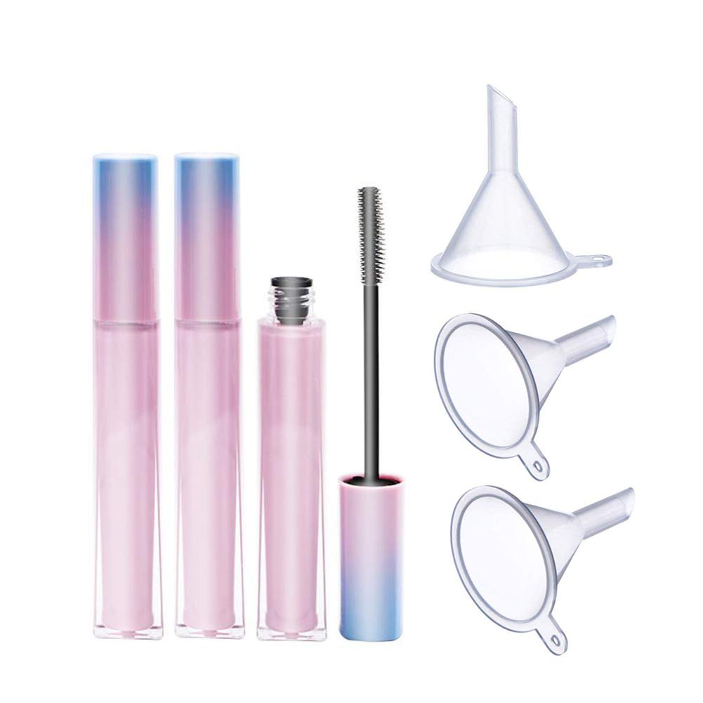 3 Pieces 7 ml Luxury Reusable Boş Mascara Tubes With Eyelash Wand Boş Şişe Tube Konteyner for Eyelash growth Oil Mascara with DN and 3 Funnels Home and Travel Use Pink Gradient