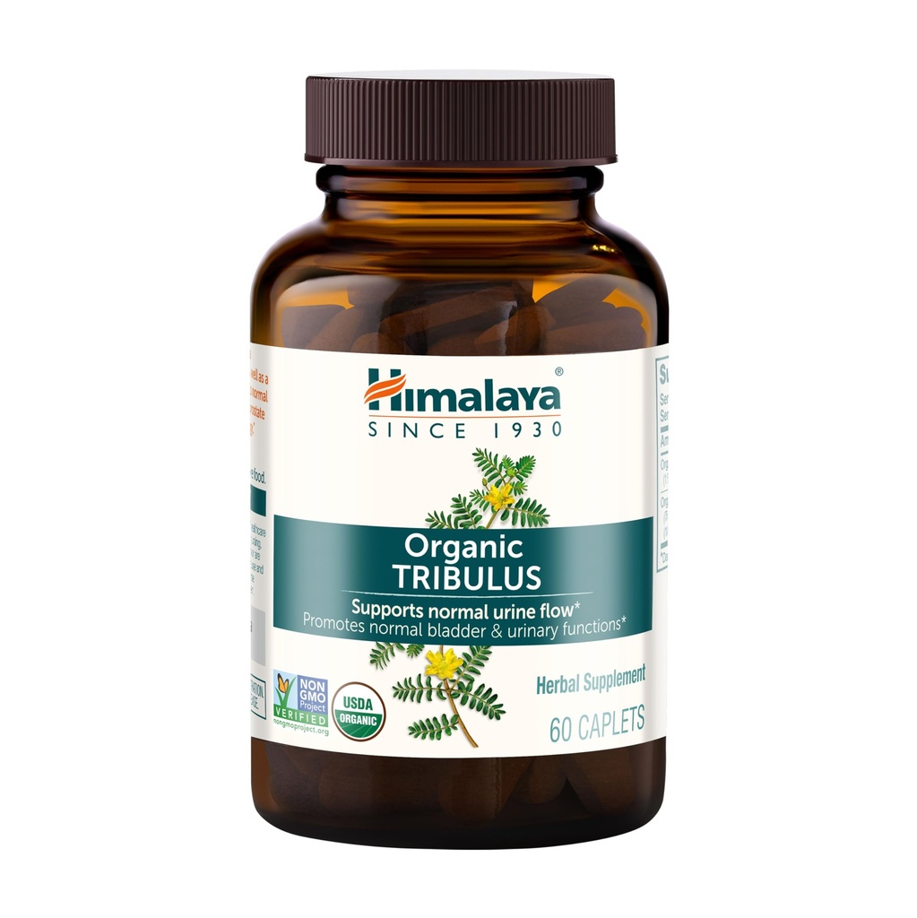 Himalaya Organik Tribulus Terrestris - Bladder Control için herbal Supplement, Male Endurance, Prostate ve Libido Destek - Vegan, Non-GMO, Gluten Free, 688 mg, 60 Caplets