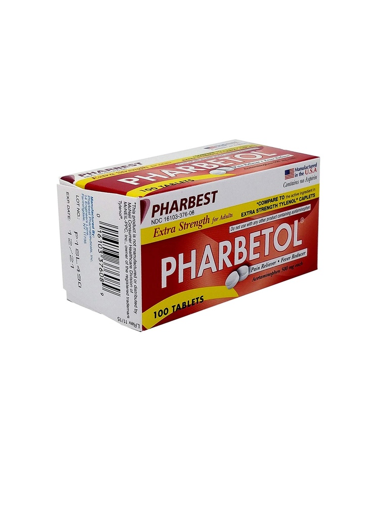 Pharbetol 500 mg Ekstra Güçlü Tabletler 100 Kont (Generic Extra Strength)