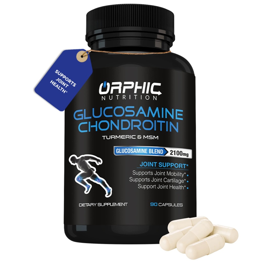 ORPHIC NUTRITION Glucosamin Chondroiting MSM 2100MG (90 Caps) - Erkekler ve Kadınlar için Ortak Destek Supplement* - Ortak Kartilage & Mobility