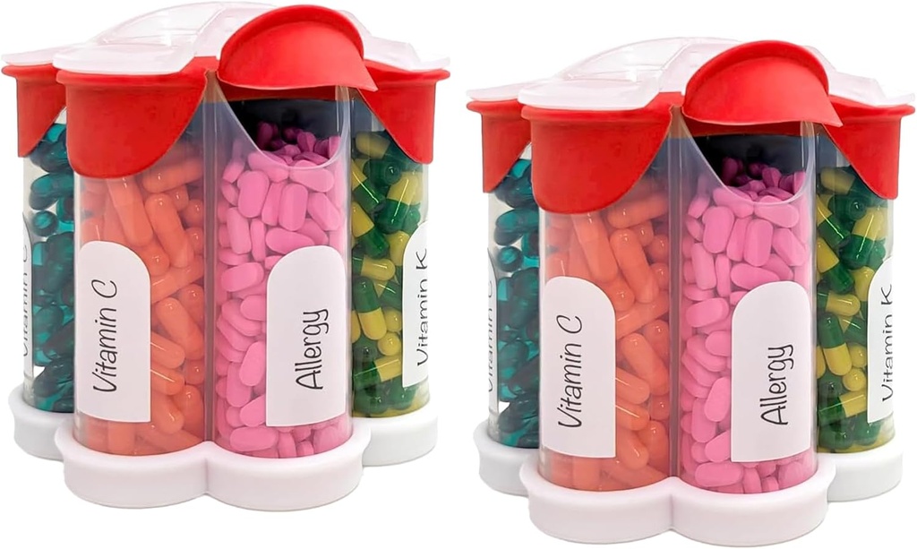 Ekstra Büyük Pill Organizer Daily, Weekly, Monthly Supplement Şişe, Sevimli Çiçeği 7 XL Karşılaştırması (2 Pack Combo) (Red 2 Pack)