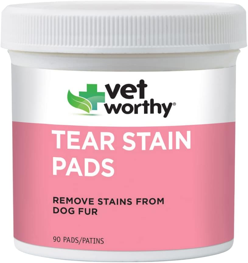 Vet Valuey Tear Stain Pads for Dogs - Çözüm Soaked Pads - Köpeklerden Stains - Gentle and Safe - 90 Pads.