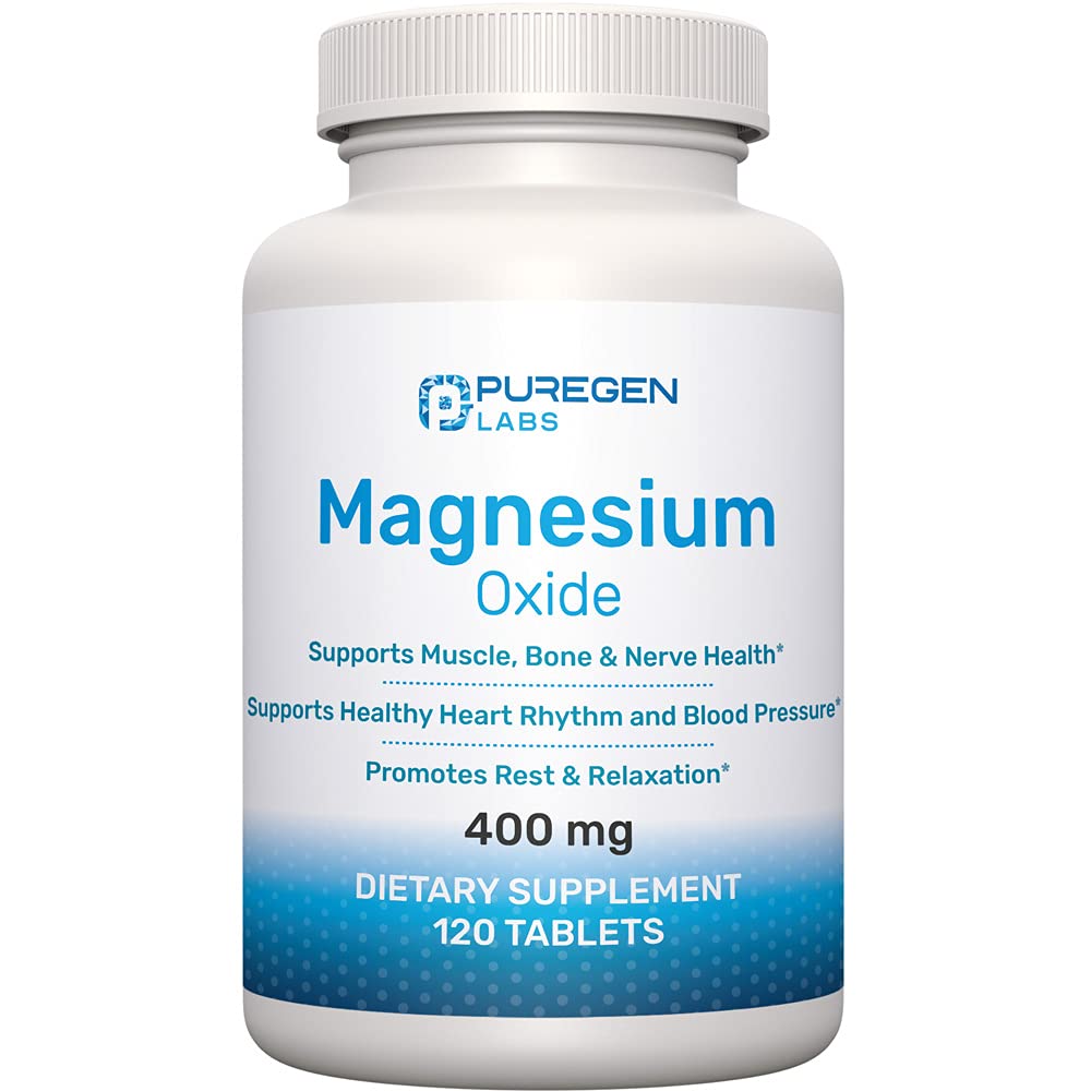 Magnezyum 400 mg [High Potency] Supplement – Oksit Magnezyum for Immune Support, Muscle Recovery, Leg Cramps and Relaxation 120 Tablets