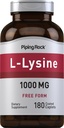 Piping Rock L-Lysine 1000 mg | 180 Caplets | Free Form | Vegetarian, Non-GMO, Gluten Free