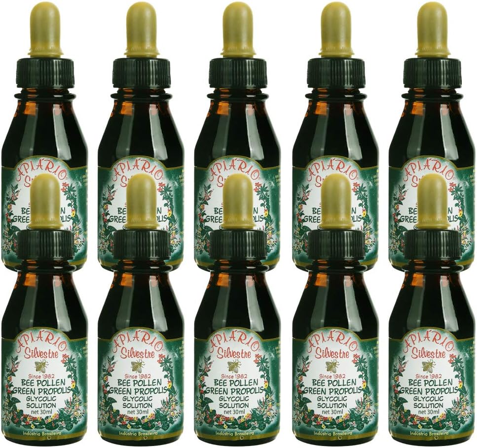 Resmi Distribütör - 10 Deris of Apiario Silvestre Arı Kirliliği ve Brezilya Yeşil Arı Propolisi - Glycolic Türleme-Non Alkolik, Evler Ücretsiz, Şeker Ücretsiz