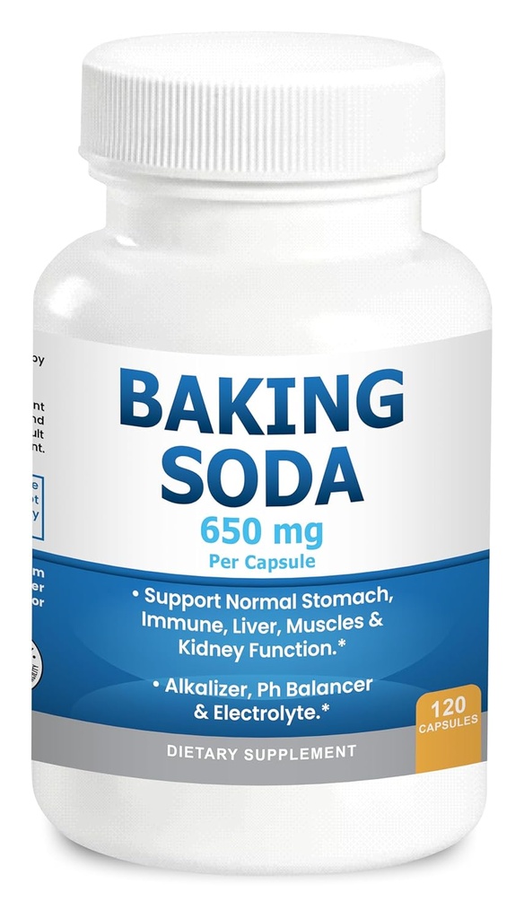 Baking Soda Capsules 650 mg Pure Baking Soda Alüminyum Ücretsiz Organik Kullanımı. Natural Baking Soda 120 Caps