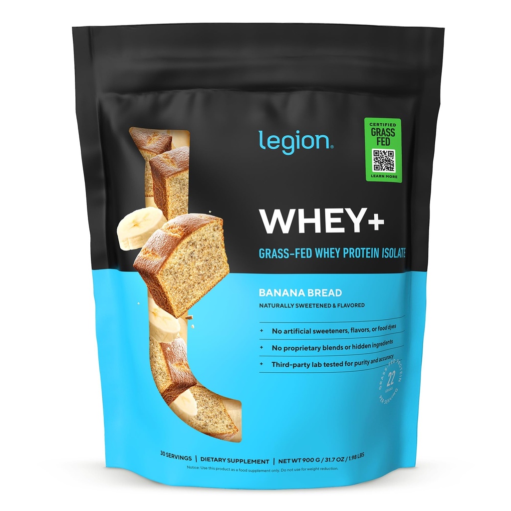 LEGION Whey+ Protein, Grass Fed Cows - Whey Protein Isolate Toz Low Calorie, Non-GMO, Sugar Free, Lactose ve Gluten Free, All Natural Protein Toz for Men & Women (30 hizmet)
