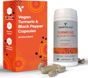 Vegan Turmeric & Black Pepper Capsules (60 Capsules) – Tumeric Supplements Capsules 1 bir gün - Yetişkinler ve Çocuklar için Tamamlar