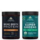 Eski Beslenme Bone Broth protein Toz, Salted Caramel, 20 Hizmet + Organik Supergreens Toz, Greens Flavor, 25 Hizmet