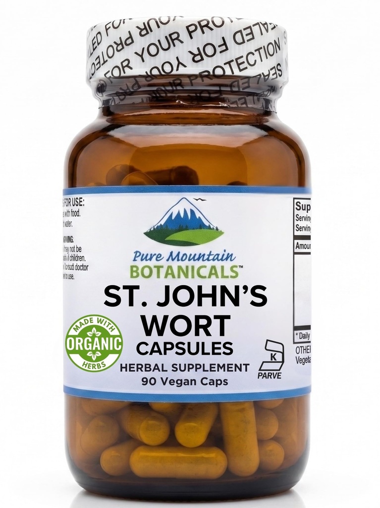 Pure Mountain Botanicals St. John's Wort Capsules, 450 mg Organik Herb ve St John's Wort Extract Supplement Supplement Supplement Supplement