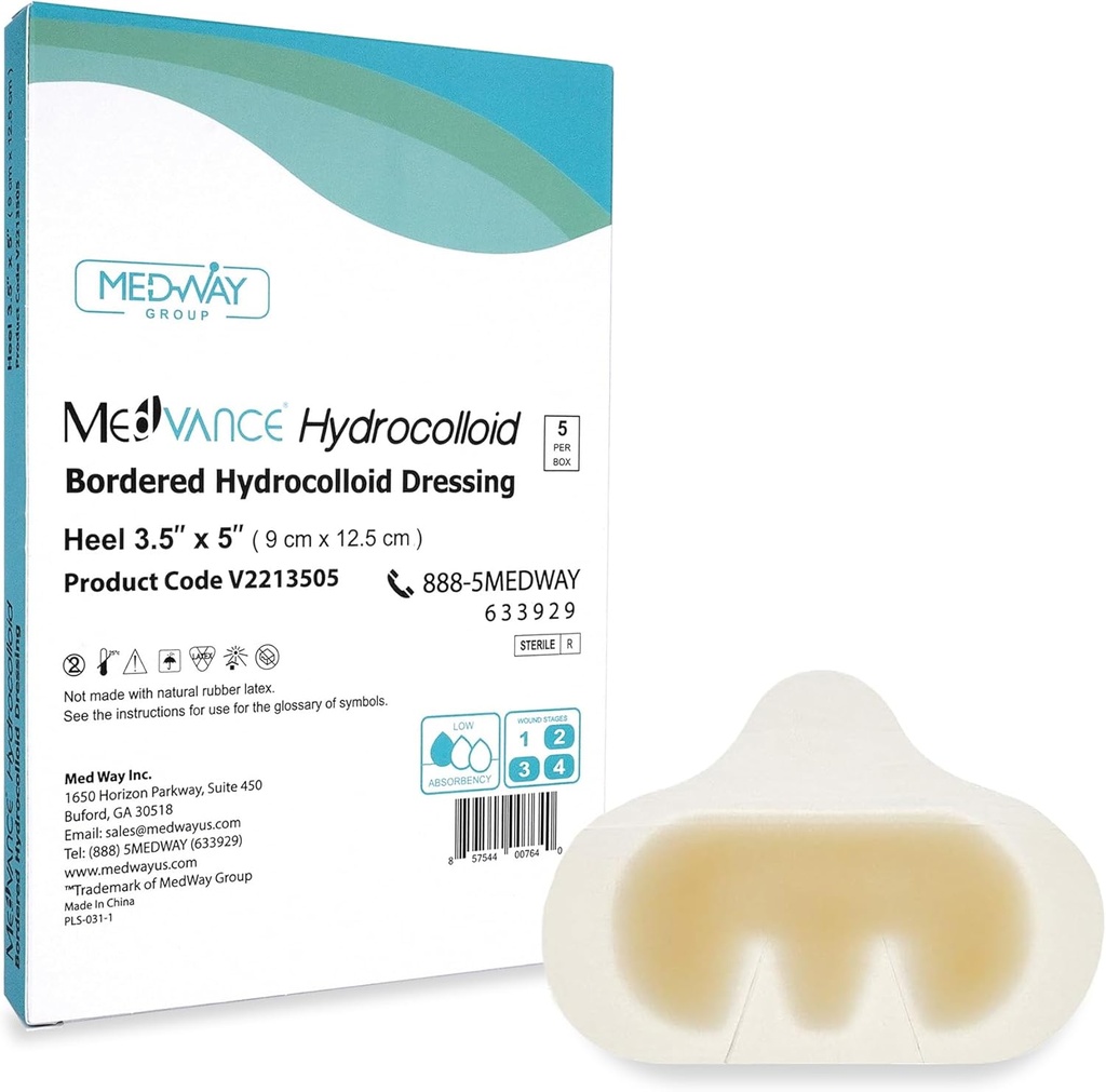 MedVance Hydrocolloid - Sınırlanmış Hydrocolloid Yapıştırıcı Giyme, Heel/Elbow, 3.5"x5", 5 giyinme kutusu