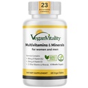 Vegan Vitality Multivitamins & Minerals for Women and Men with High Strength Vitamin B12, D3 & K2. 180 Vegan Multivitamin Tablets - 6 Months Supply. Vitamins for Vegans. Women Multivitamin