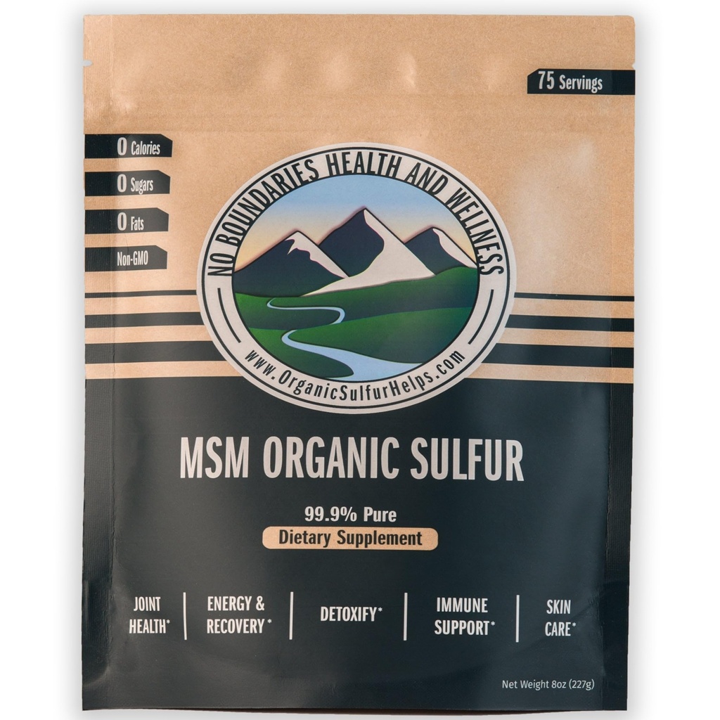 MSM Organic Sulfur Crystals by No Boundaries Health and Wellness – All-Natural, Premium Health Supplement: 99.9% Pure MSM – Benefits: Joint Pain, Allergies, Skin, Hair & Nail Health – No Fillers