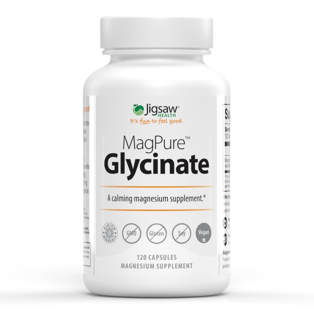 Jigsaw Health MagPure Glycinate | Premium Magnesium Glycinate Capsules | 120 Servings