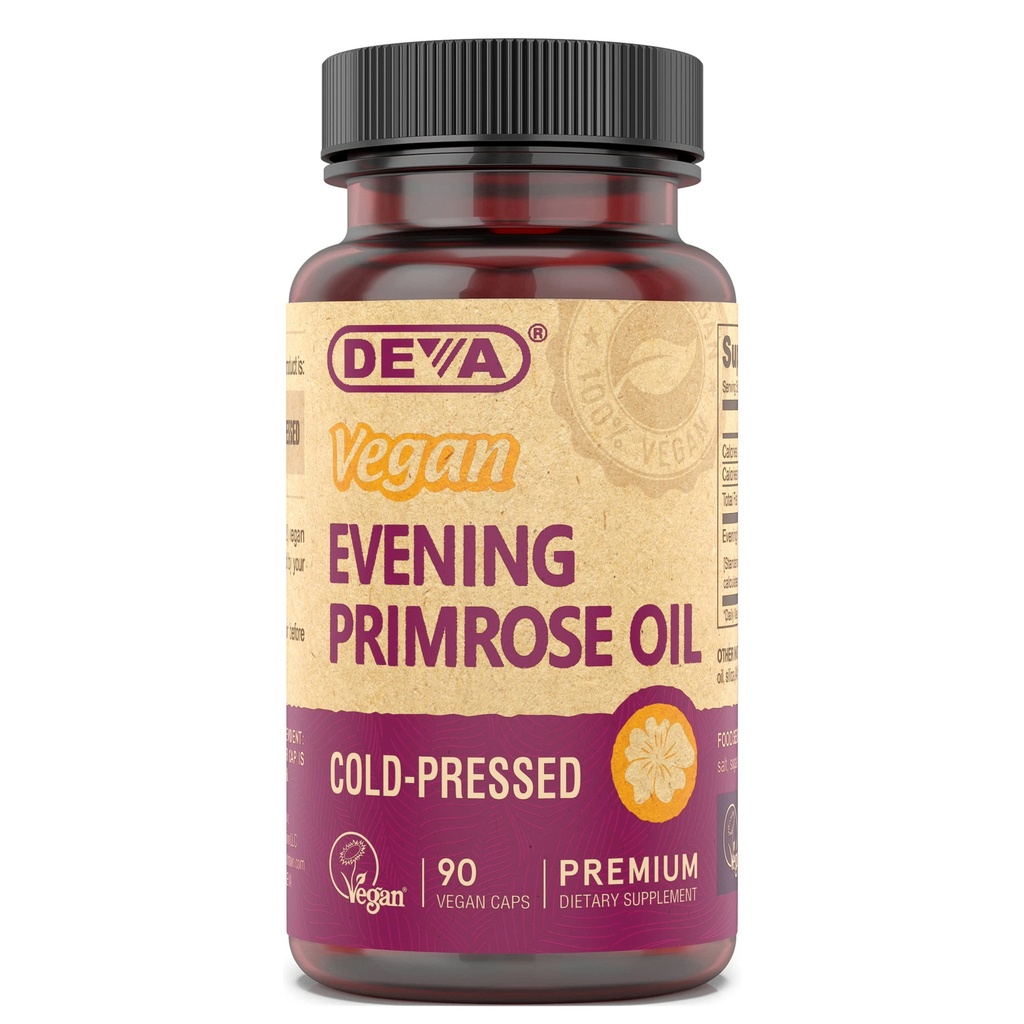 DEVA Vegan Evening Primrose Oil, Cold-Pressed, Unrefined, 90 Capsules, 1-Pack