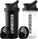 Utopia Home Protein Shaker Şişe - (Pack of 2) 28-Ounce Shaker şişeleri Protein Mixes için - Fitness Sports Classic Protein Shak Shaker Şişe (Black & Clear/Black)