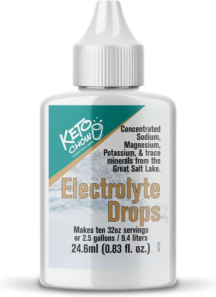 Keto Chow Electrolyte Hydration Drops - Keto Diyet & Intermittent Fasting - Immune Support - Gluten & Sugar Free - sodyum, Magnezyum, Pyum & Trace Minerals - Unflavored - 0.83 fl ozlavored - 0.83 fl oz