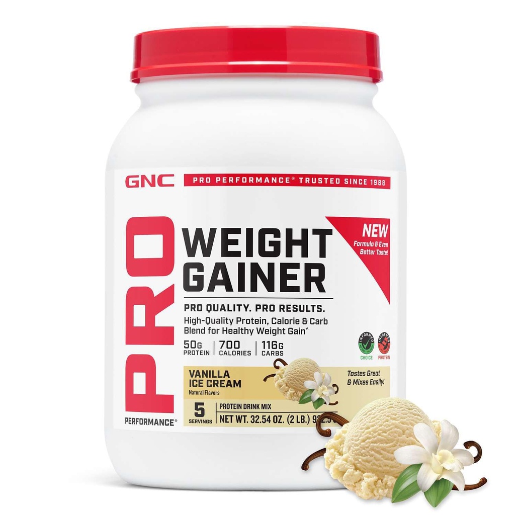 GNC Pro Performans Ağırlığı Protein Tozu, 50g Protein, Yüksek Calorie, 700 Calories, Destekler Mass ve Muscle Recovery, MCT, BCAA, 3rd Parti Test Edildi, Vanilla Ice Cream, 6 Hizmetler, 2.5 lbs