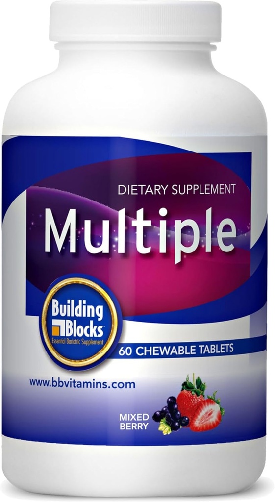 Bariatrik Hastalar için Bina Blokları Chewable multiple Vitamin, Karma Berry Flavor, 60 Kont