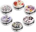 6Pcs Elegant Pill Box Case, CREATIEE-PRO Portreatif Tıp Tablet Vitaminleri Purse Pocket Seyahat için 3 Bitirme - Pratik & Modaable / Desenler, 1.6Inches)