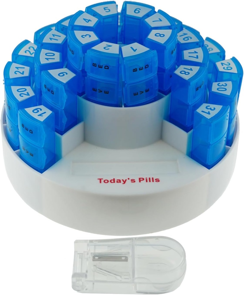 Deke Home - 31 Günlük Pill Organizer XL Pill XS, 4 Times a Day (AM PM), Büyük Pill Box for multiple Daily Dos, Reforce Karşılaştırmalar, Hard Case Travel Akrilik