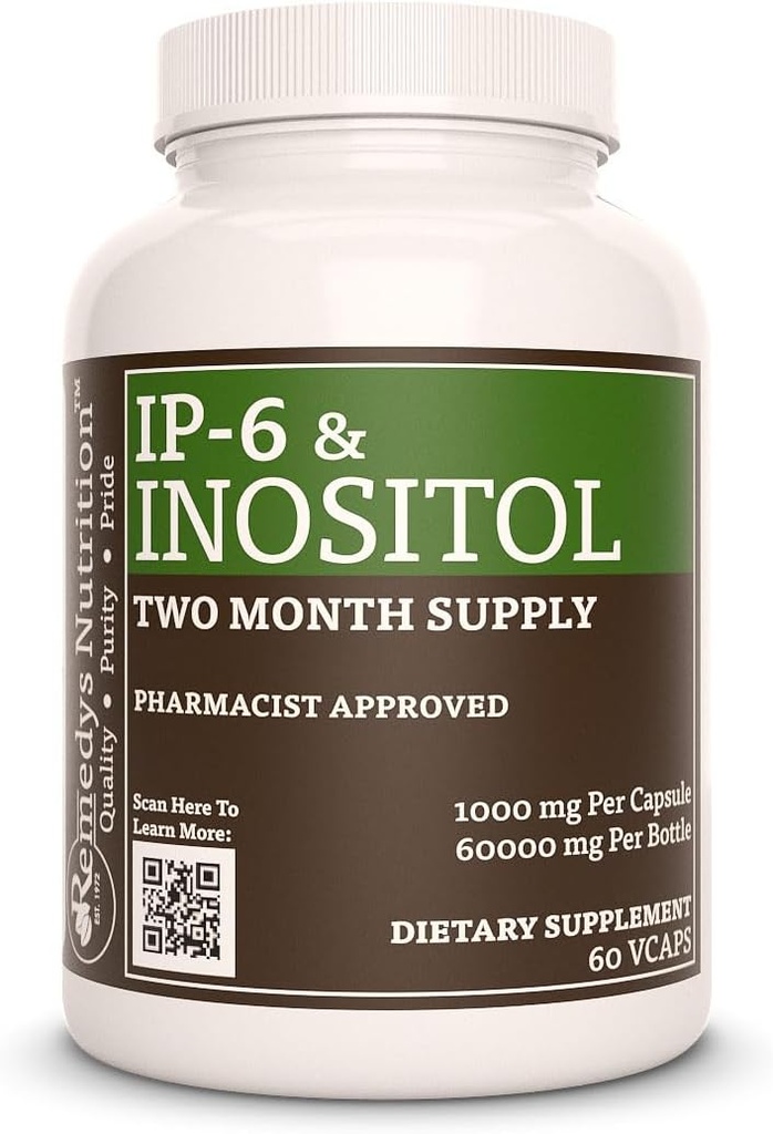 Remedy'nin beslenme IP6 (hexa fosfat) Inositol, Kalsiyum ve Magnezyum | 1.000 mg Diyet Tamam | İki Ay Supply