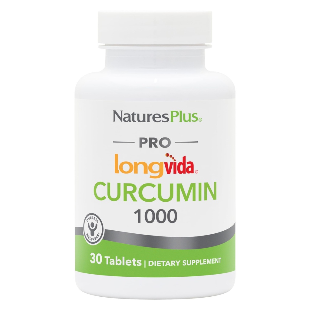 NaturesPlus PRO Longvida Curcumin 1000 mg - 30 Tablet - Sağlıklı Serbest Radikal Korumayı Teşvik - Non-GMO, Vegan & Gluten Ücretsiz - 30 Hizmet