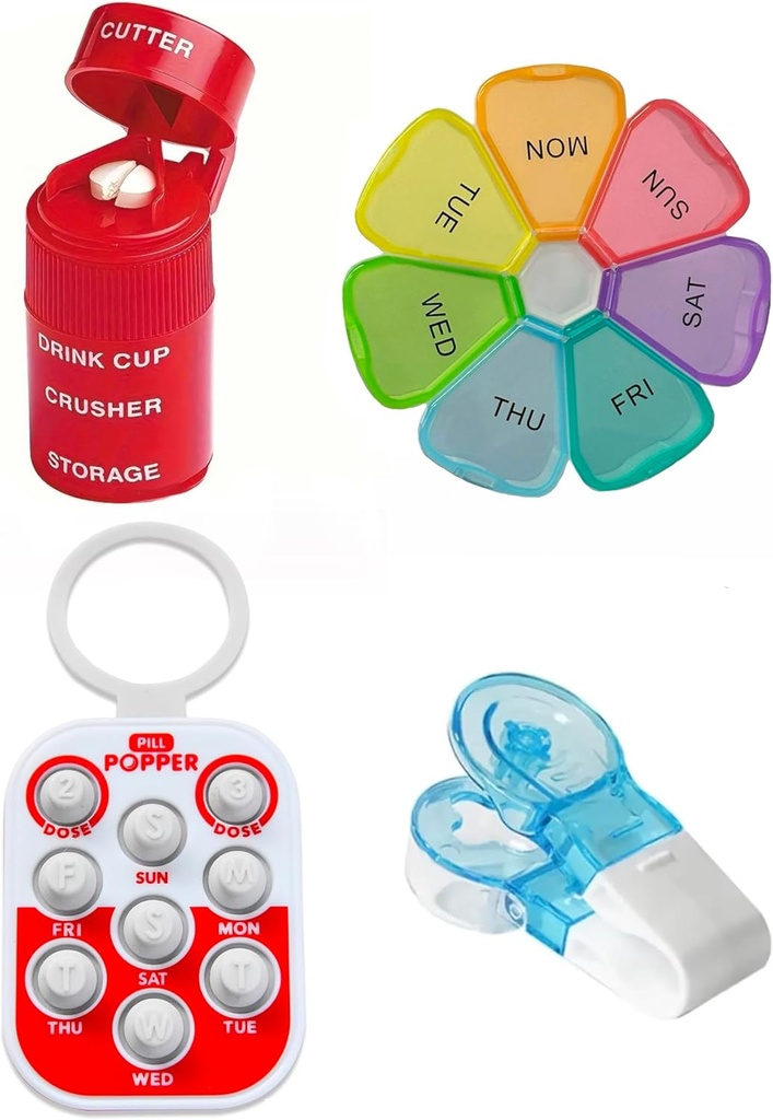 Ultimate Drug Aksesuarları Log – Pill Popper Tracker, 4-in-1 Pill XS & Machinery, Easy Pill Rer ve Ekstra-Large Haftalık Pill Organizer - Seniors & Caregivers