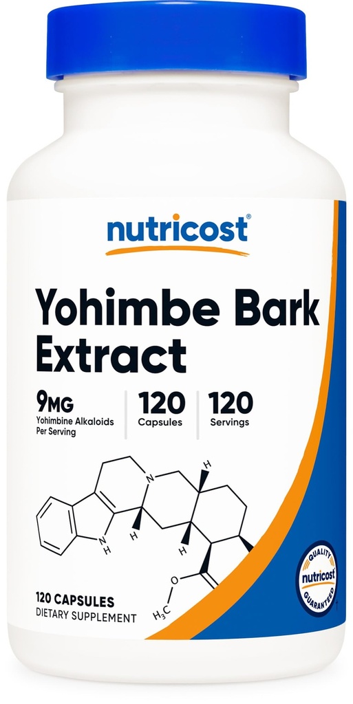 Nutricost Yohimbe Bark Extract 450 mg (9mg Yohimbine Alkaloids), 120 Capsules - Ekstra Kuvvet, Gluten Free, Non-GMO