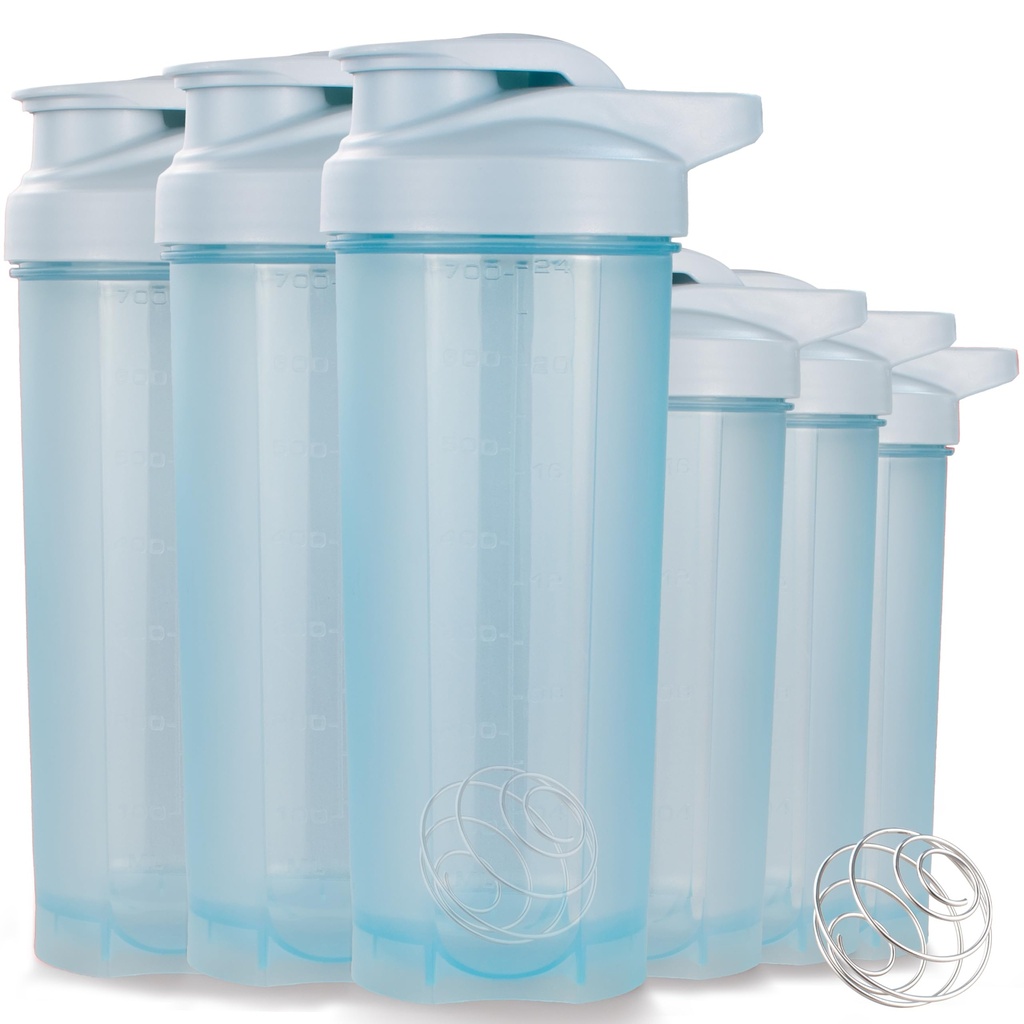 ShakerZoo-6 Pack-Protein Shaker Şişeler Protein Mixes, Shaker Cups for Protein Shakes, 3 adet 24 Kasım ve 3 adet 20 Kasım (Mavi)